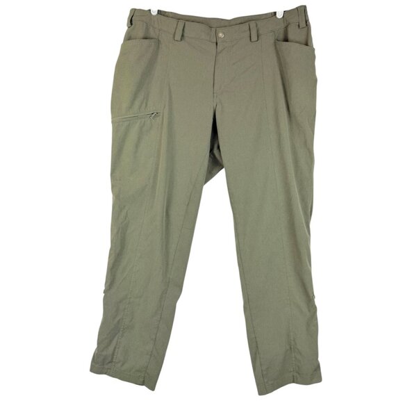 Duluth Trading Women's Stretch Zip Mid Rise Pockets Green Hiking Pants Size 18W - Picture 1 of 9